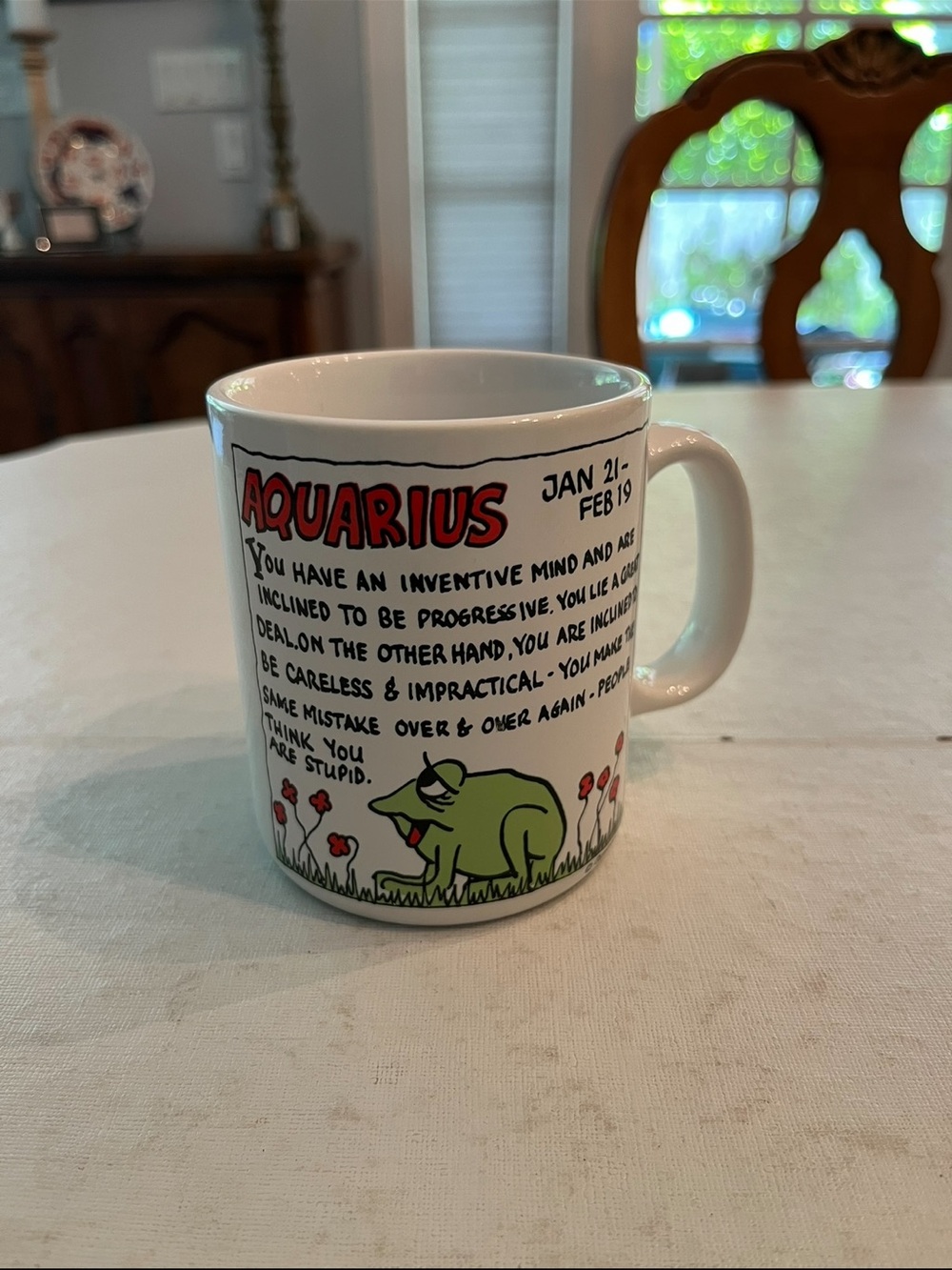 Vintage Frog zodiac Aquarius horoscope mug. Great gift!